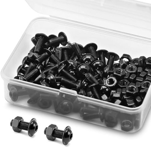 (60 sets) M4 x 8mm Hex Socket Screws with Flange and Nuts Set, 304 Stainless Steel Black Oxide, Pan Head Screws, Flange bolts, Flange screws