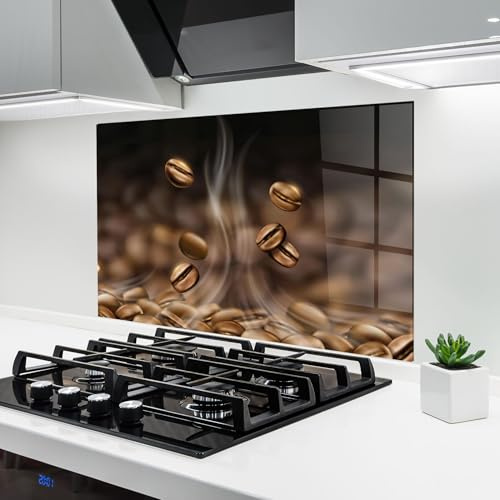 ARTHUB® Küchenrückwand aus Glas 80x120 cm, 4mm ESG | Spritzschutz, Glasplatte, Herdspritzschutz, Wandschutz für Herd, Hartglas, Lebensmittel, Kaffee, Coffee Smoke