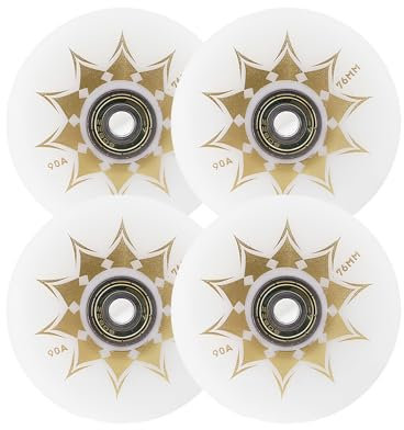 ANWEALTH Inline Skate Rollen Indoor/Outdoor Rollschuh Räder 4er Pack 76 mm 90A Rollschuhräder mit Lagern Ersatz Skating Räder für Speed Skating Skates