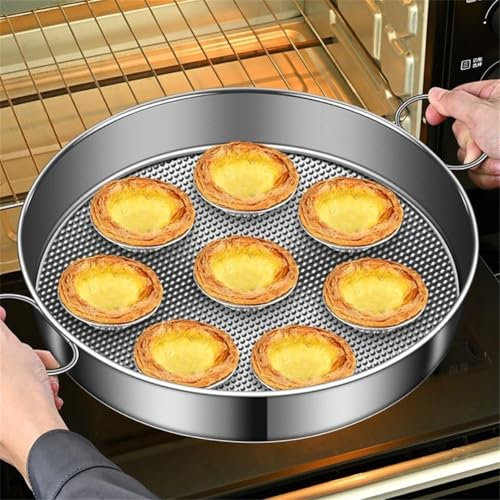 Moldes redondos para hornear pasteles, bandejas redondas de acero inoxidable para hornear, bandeja de vapor antiadherente, para hornear, quiches, flanes, 24-32 cm (30 cm)