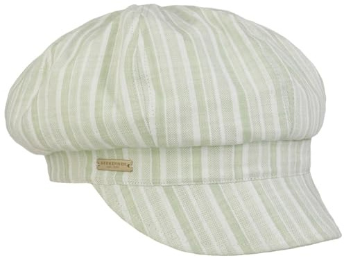 Seeberger Fresh Stripes Ballonmütze Schirmmütze Schildmütze Baumwollcap Baker-Boy-Mütze Damen - mit Schirm, Futter Frühling-Sommer Sommer - One Size hellgrün