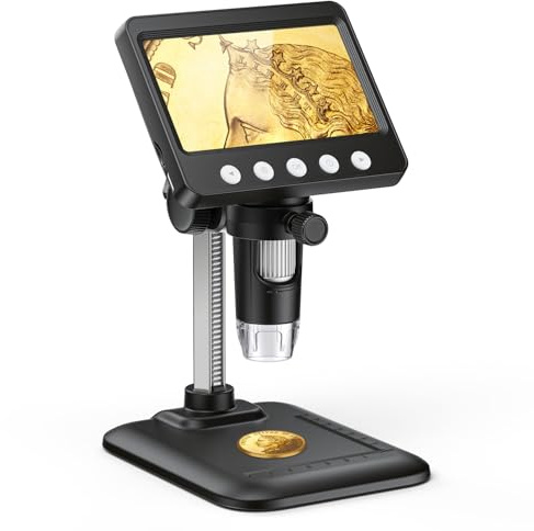 CIMELR 4,3 Digitales Mikroskop, 50X-1000X Auflösung, USB Mikroskop mit 8 einstellbaren LEDs, Mikroskop für Erwachsene/Kinder (376)