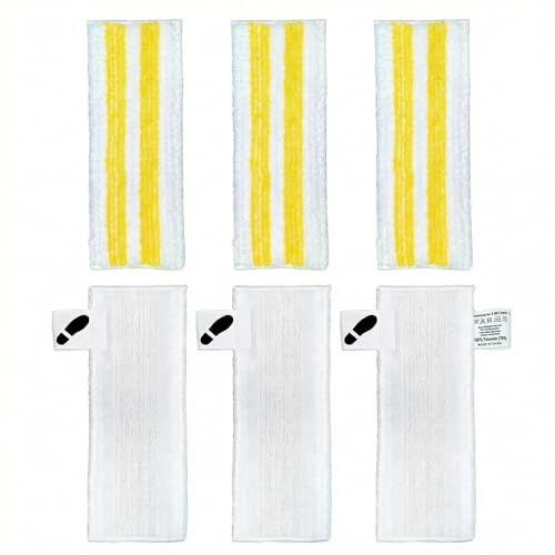 Vninkul 6 Pz Panni da Pavimento per Pulitore a Vapore,Panni in Microfibra di Ricambio per Pulitore a Vapore,Facili da Lavare e Riutilizzare (3 Panni per Pavimenti + 3 Rivestimenti in Tessuto)