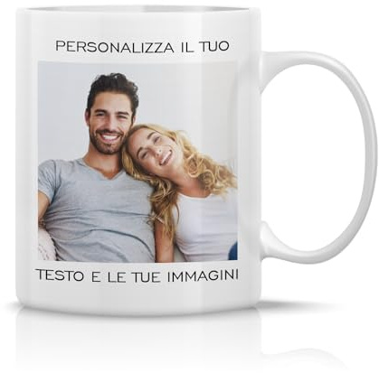 AAQ Tazza Personalizzata con Foto e Scritta, Tazzina Caffè Personalizzata, Regalo Personalizzato per Natale San Valentino Compleanni, da Regalare a Famiglia Coppie Amici (A2-Immagini Bifacciali)