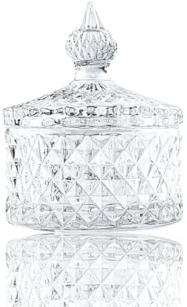 5oz Clear Glass Cotton Wool Pads Buds Holder Dispenser Small Spice Jam Candle Jars Hair Accessories Vanity Dressing Table Organiser New Home Essentials House Desk Vintage Home Cute Room Bedroom Decor
