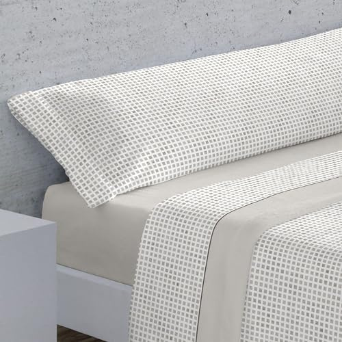 Donegal Collections Sábanas Pirineo 150 - Sabanas de Invierno - Juego Sábanas Térmicas Invierno 150 x 190 Fio Beige - Bajera Ajustable Largos 190/200cm y Altos 30cm, Encimera y Funda de Almohada