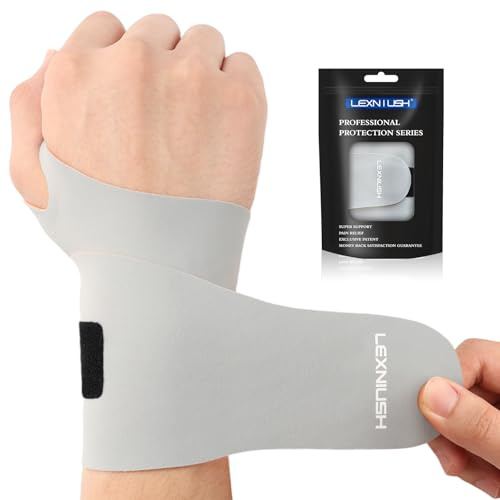 Lexniush Bandages de Poignet Réglables pour Canal Carpien, Arthrose, Tendinite Et Entorse, Soulagement de la Douleur, Orthèse Poignet Droit pour le Sport, Fitness, Travail, Femme et Homme, Gris
