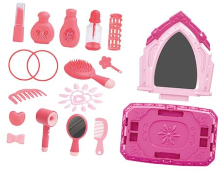 Oshhni coiffeuse pour filles, table maquillage jouet, sèche-cheveux jouet, cadeau pour jeux d'imitation, jouets pour enfants