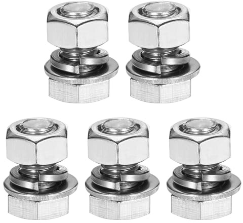 QUARKZMAN M10 x 18mm 304 Edelstahl Sechskantschrauben Bolzen Muttern Unterlegscheiben Und Federringe Sortiment Vollgewinde Hochglanz Für Haushalt Elektronik Maschinenbau 5 Sets