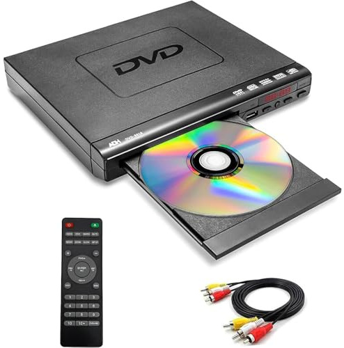 Multi-Region DVD Player - HDCD/CD/VCD/USB Compatible Media Player with Remote Control, Compact Design for Home & Travel (PAL/NTSC)