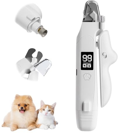 Noaya Cortauñas 2 en 1 para perros, amoladoras de uñas para el aseo con luz y pantalla LED, lima fácil de cortar uñas, amoladora de uñas silenciosa segura para perros pequeños y medianos y gatos
