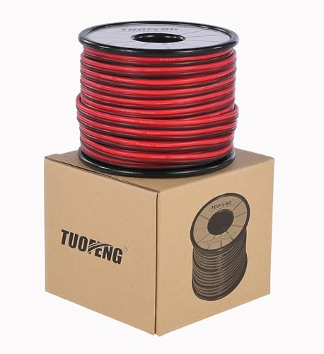 TUOFENG Elektrisk kabel, 8,10,12,14,16,18,20,22 AWG silikon tråd anslutning kabel svart och röd mjuk och flexibel av tennbelagd koppartråd hög temperaturbeständighet