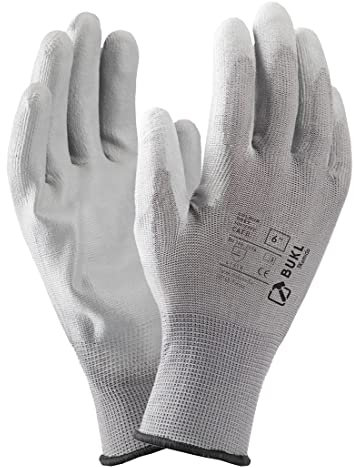 3Kamido BUKL Arbeitshandschuhe - rutschfeste Montagehandschuhe Nahtlos, Reparaturen, Automobilindustrie, Feinarbeiten, Autoservice, Werkstatt Größe 9 (12 paar) Grau