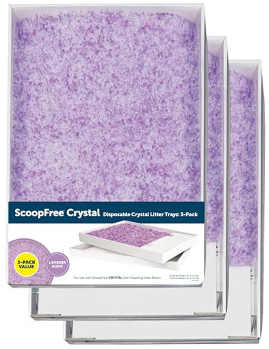 PetSafe ScoopFree Disposable Crystal Cat Litter Tray - Easy Cleaning Box - Refill Tray for Automatic Litter Box - Lavender Scent - 4.3 lb Bags - 3 Pack