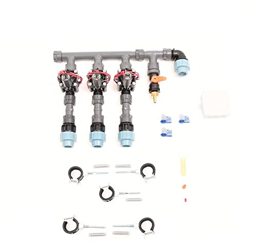 Plug&Rain 3er-Ventilverteiler mit Hunter PGV mit Durchflussregulierung und Druckluftanschluss, 25 mm (3/4) Expert