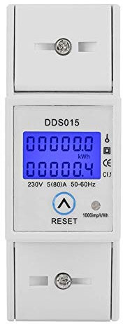 Compteur d'Energie Numérique LCD Ecran de Eétroéclairage 5-80A 230V 50Hz Wattmètre Monophasé sur Rail DIN 35mm pour Mesurer l'Energie Electrique