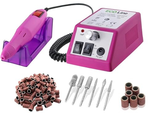 Fußpflegegerät speziell zur Hornhautentfernung mit 300 Schleifhülsen | Nagelfräser Pediküre Schleifer als elektrische Nagelfeile zur Hand und Fußpflege mit Kappenträger & Diamantschleifer