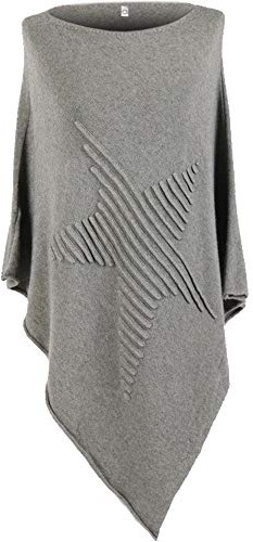 SI001 Italienska damer lagenlook stickad stjärna poncho kvinnors asymmetrisk fåll ribbad stjärna plusstorlek