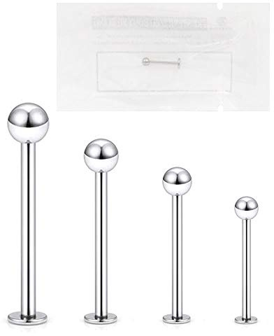 WARRIOR stérile Piercing labret Stud Tragus hélix Piercing Bijoux en Titane G23 Taille 16G(1,2mm) avec Boule de 3mm PTC-01(12)
