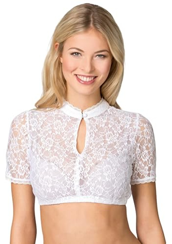 Stockerpoint Dirndlbluse Liona I Größe 32-48 I Damen Bluse mit elegantem Stehkragen & feiner Spitze I Bequem & pflegeleicht I Perfekt für Trachten & Festlichkeiten