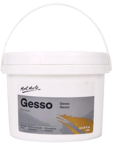 MONT MARTE Premium Gesso Universal Primer 1.89L (64oz), Suitable for Acrylic Paint, Oil Paint, Colour Pencils, Pastels, Graphite and Charcoal