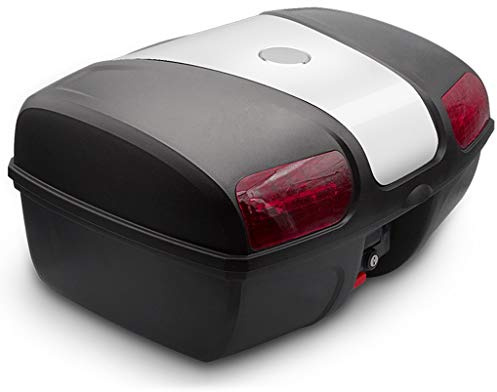 Extra Large Universal Motorcycle Top Box,Top Case for 2 Helmet Back Case Black Topbox Luggage Storage Box Motorbike, Storage Carrier Case with Soft Backrest - 47l Capacity - Can Store a ful