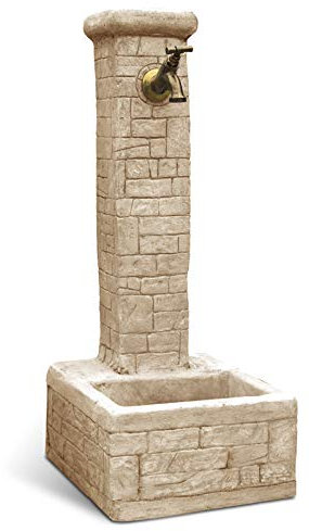 KAM Gartenbrunnen für den Außenbereich, aus Beton, Stein, Modell Iglesias Variante antik, Haselnussbaum