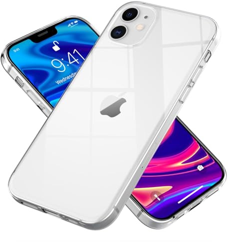 NALIA Transparente Silikonhülle für iPhone 12 Mini - Anti-Gelb & rutschfest - Airflex (Handyhülle Kristallklar, Schlank & Stoßfest) - Marke aus Berlin | Micro-Dot Rückseite ohne Wasserflecken, Stoßabsorbierende Ecken, Griffiges TPU-Material, Präzise Tasten, GLAZE