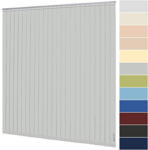 Lamellenvorhang nach Maß Vertikaljalousie 89 mm für Tür und Fenster viele Farben Maßanfertigung Wand- und Deckenmontage Jalousie Lamellen Rollo (Breite 220,1-240 cm x Höhe 160,1-180 cm, Hellgrau)
