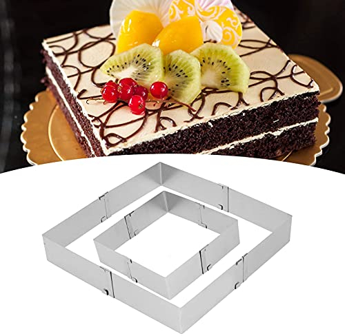 Antiaderente Quadrato 5 cm Anello per Torta,Coppapasta Regolabile per Mousse, Anello per Torta in Acciaio Inossidabile, Telescopico Telaio da Forno Rettangolare Stampo per Torte Mousse,Pasticceria
