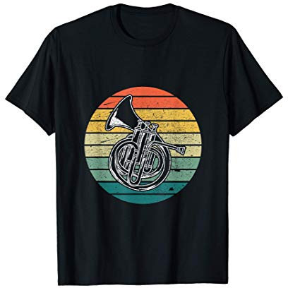 Vintage Horn Spieler Geschenk Retro Musiker Waldhorn T-Shirt