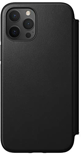 Nomad Rugged Folio Wallet Phone Case for iPhone 12 Pro Max - MagSafe Compatible, 10ft. Drop Protection, Horween Leather - Black