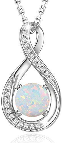 GEMLANTO 925 Sterling Silber Blau Aquamarin Halskette März Geburtsstein Halsketten für Frauen Infinity Anhänger Silber Kette Weihnachts Geschenke Damen Schmuck für Sie 45+5cm