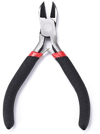PandaHall Pince coupante latérale en acier au carbone, 110 mm de long, mini pince pour la réparation de bijoux, noir
