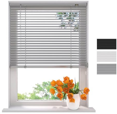 Radeco® Aluminium Jalousie 100 x 250 cm Silber 25mm lamellen, Größen von 40 bis 220 Breite, Fenster jalousien innen, lamellenrollo, Jalousie Aluminium, Jalousie 100 cm breit