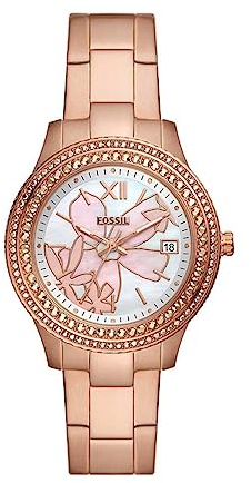 Fossil Watch for Women Stella, Quartz Movement, 37 mm Rose Gold Stainless Steel Case with a Stainless Steel Strap, ES5192
