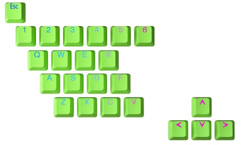 Ranked Gummi-Tastenkappen-Set | Doppelschuss Durchscheinend | OEM-Profil für Mechanische Gaming-Tastatur ( Neon Green , 23 Tasten )