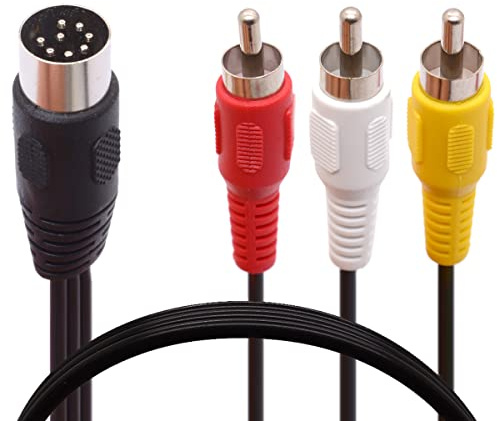 Din 8 Pin to 3RCA Cable, 8Pin Din Male Plug to 3-RCA 3*RCA Male Audio Adapter Cable for Musical Instrument Audio Equipment (1.8 M / 6 FT)