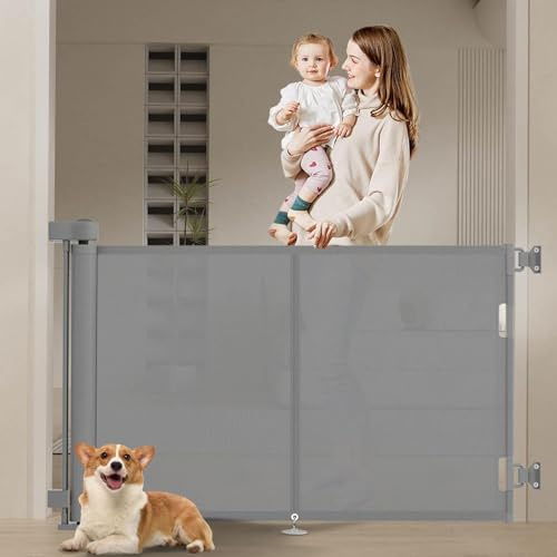 Puerta Seguridad Bebé Extensibles, Nueva Actualización, 0-150 cm Barrera Seguridad Niños y Perros, Vallas de Seguridad para Niños Escaleras y Pasillos, Interiores y Exteriores
