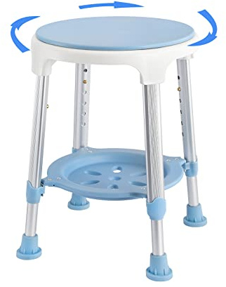 LARS360 Siège de douche médical pivotant à 360 ° - Soutien à la douche - Tabouret de douche avec poignée de baignoire en aluminium et HDPE - Réglable en hauteur - Charge maximale : 150 kg