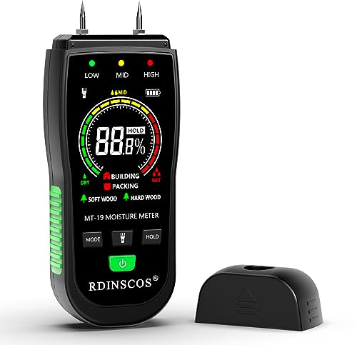 RDINSCOS Wood Moisture Meter Damp Meter for Firewood Wall Damp Tester (MT19C)