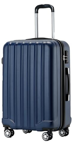 BEIBYE TSA-Schloß 2080 Gepäck Zwillingsrollen Reisekoffer Koffer Trolley Hartschale Dehnungsfuge (Dunkelblau, L)