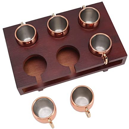 6PCS Moscow Mule Mugs avec étagère 2oz Tasses en Cuivre Martelé avec Poignées en Laiton Doré Tasses en Placage de Cuivre pour Boissons Fraîches Café Vin