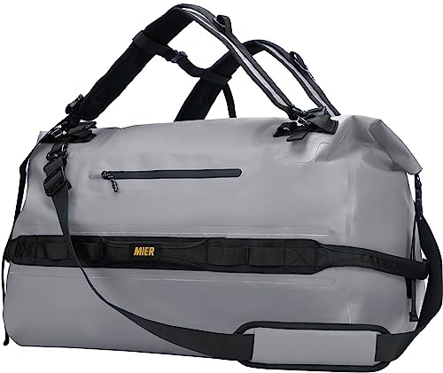 MIER wasserdichte Reisetasche 80L, Dry Bag Rolltop, Duffle Bag, Grau