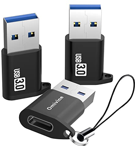 Omivine USB-C Buchse auf USB-A OTG Adapter Mit Schlüsselband für Smartphone/Laptop/Auto/Power Bank/Hubs/Kopfhörer/Mikrofon (3 Stück)