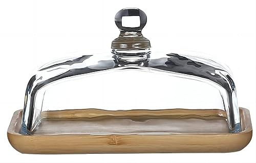 Butterdose mit Glasdeckel, Butterdose aus Holz, transparent, für Butter, Servierschale für Kühlschrank