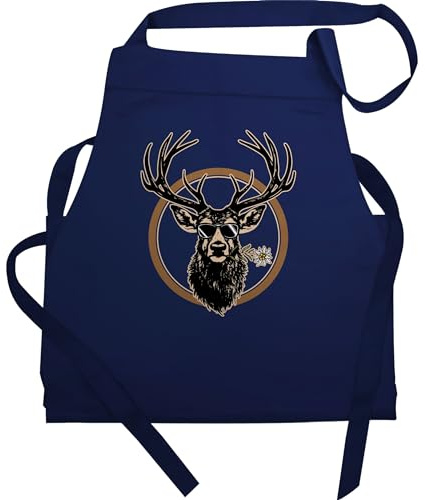 Shirtracer Schürze Geschenk - Grillschürze - Herren 1 - Cooler Hirsch Hirschgeweih Jäger - 60x87 - Navy Blau - kochschürze+herren+hirsch lustige grillen hirsche kochschürze für papa grill geschenke