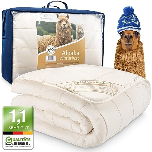 Engelshof Alpaka Winterdecke 135x200 cm warme Winter Bettdecke zweilagig Füllung 100% Alpakawolle (1.400g) Winterbettdecke warm Winter
