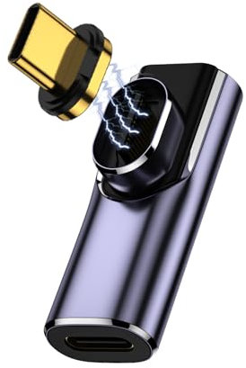 Aieloar USB-C 90 Degree Right Angle Magnetic Adapter, USB 4.0 8K Output, 140W Charge, 40 Gbps Data Transfer, Compatible with Thunderbolt 4/3 Type-C Devices