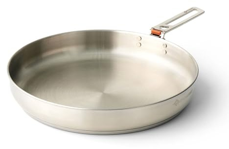 Sea to Summit - Detour Pan - Campingpfanne - 1 bis 2 Personen - Camping-Bratpfanne 25 cm - Abnehmbarer Click-Safe-Griff - Gas & Induktion - Camping-Kochgeschirr aus Edelstahl - 917 g